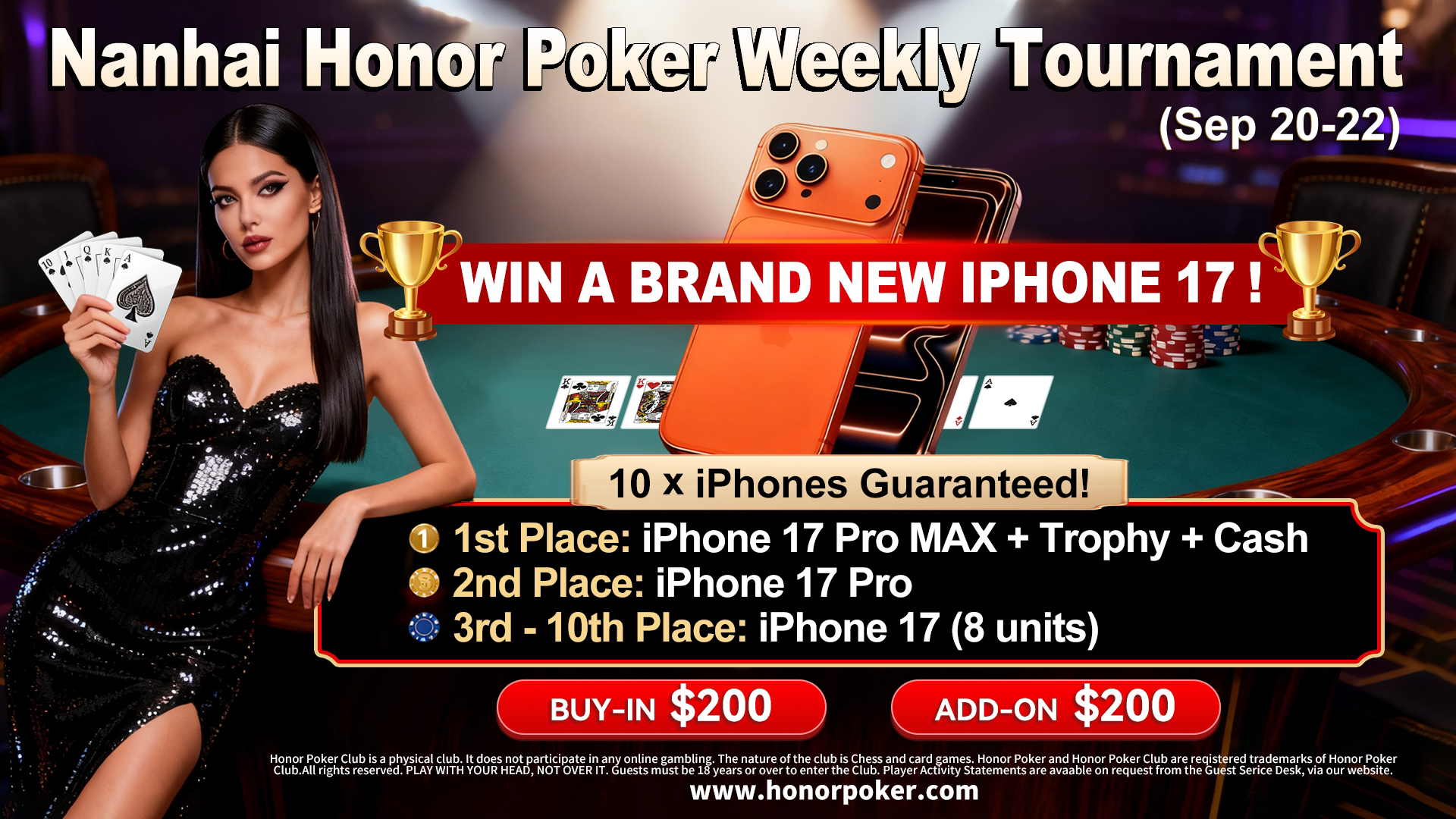 September 19-21 Nabhai Honorpoker Weekly Tournament